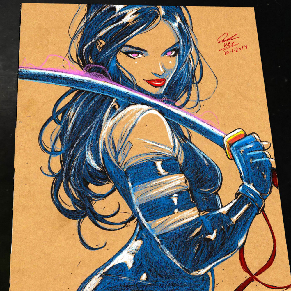 Psylocke Art Print Signed 8.5x11 | Art by Keyeske